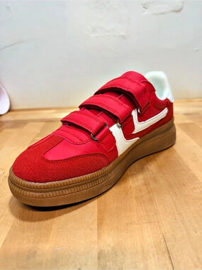 Red & White Velcro Sneakers US 8 Like New